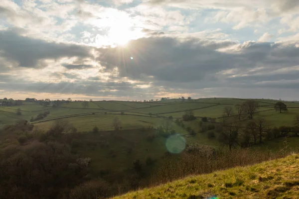 Climbing Mount Morning Peak District Thor Cave — Stock Photo, Image