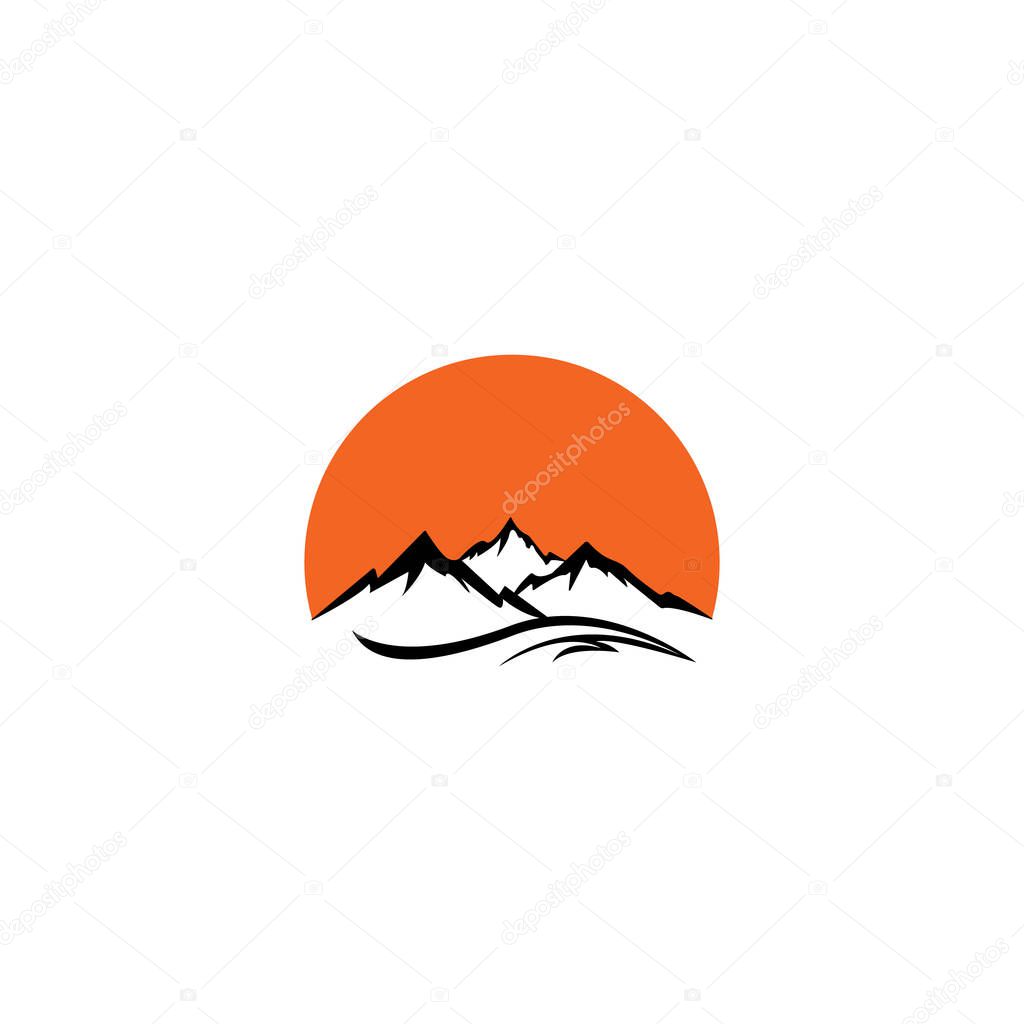 Mountain illustration logo outdoor line art minimalist vector design