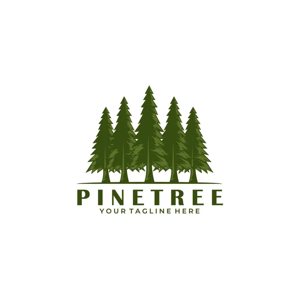 Çam Ağacı Vahşi Doğa Logosu Vektör İllüstrasyon Tasarım Vintage Sanat