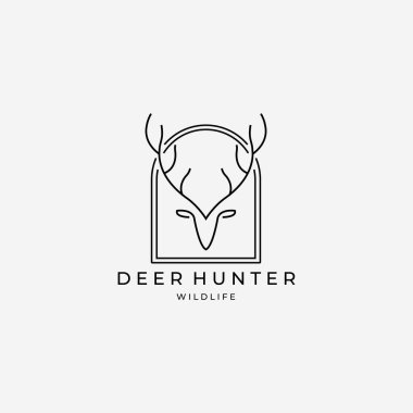 Çizgi Sanat Geyiği Avı Yaban Hayatı Logo Vektörü İllüstrasyon Tasarımı