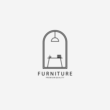 Furniture Table Logo Vector Illustration Design Line Art Emblem clipart
