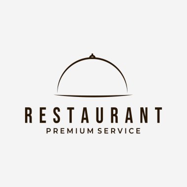 Serve Hood Restaurant Logo Vector Design Illustration Line Art, Bistro Logo, Linear Cafe