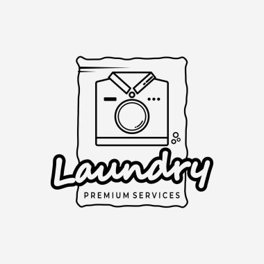 T-Shirt Logo Vector Design Illustration Line Art, Laundry Business, Simple Logo, Vector Laundry