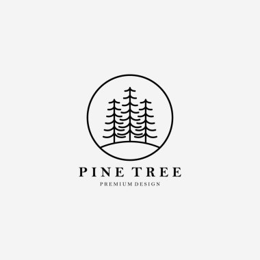 Simple Line Art Pine Tree Logo Vector Illustration Design Linear, Minimalist Tree, Minimal of Tree Logo Simply