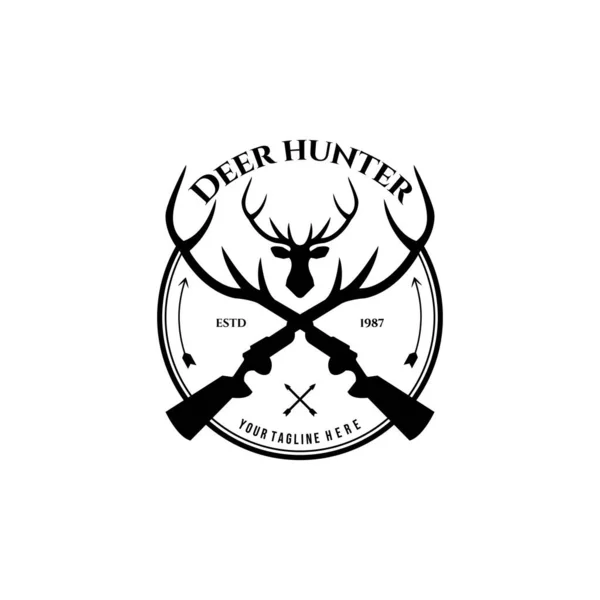 Deer Hunter Abenteuer Freien Logo Vektor Illustration Design Vintage — Stockvektor