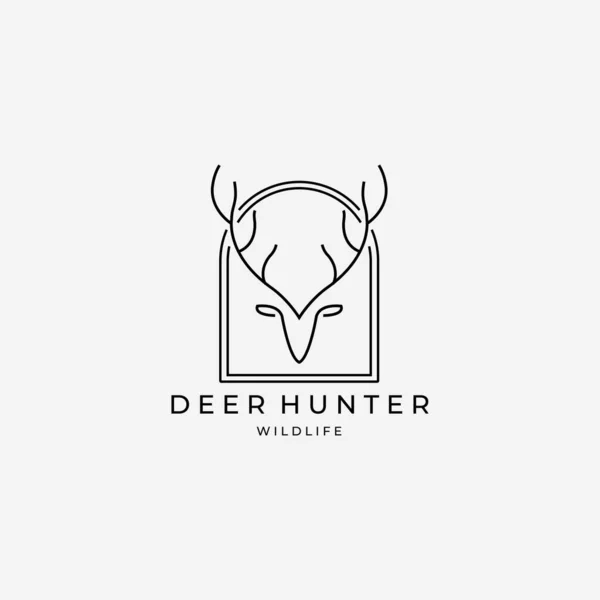 Linea Art Deer Hunt Wildlife Outdoor Logo Vector Illustration Design — Vettoriale Stock