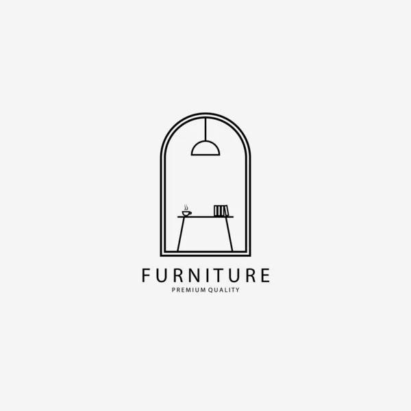 Mobilya Masası Logo Vektörü İllüstrasyon Tasarım Çizgisi Sanat Amblemi
