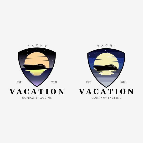 Set Emblem Yacht Vacation Logo Vector Illustration Design Luxury — ストックベクタ
