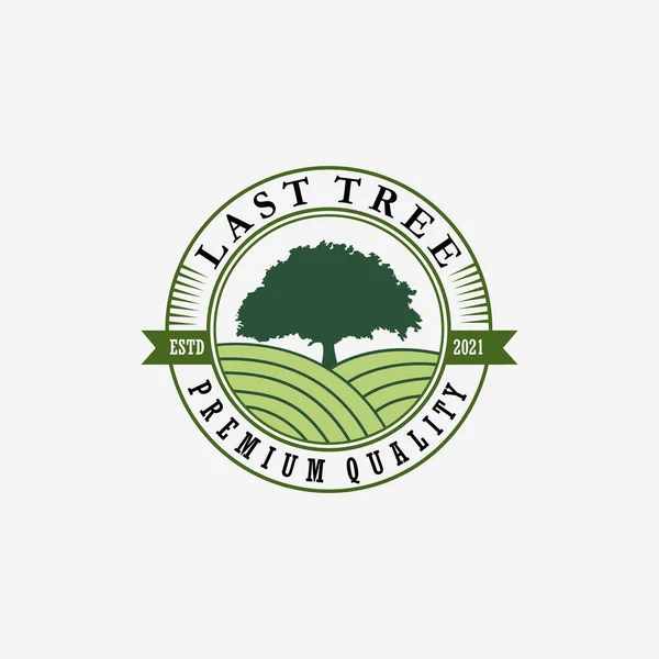 Emblem Tree Logo Vector Design Vintage Illustration Icon Farm Fresh — Stok Vektör