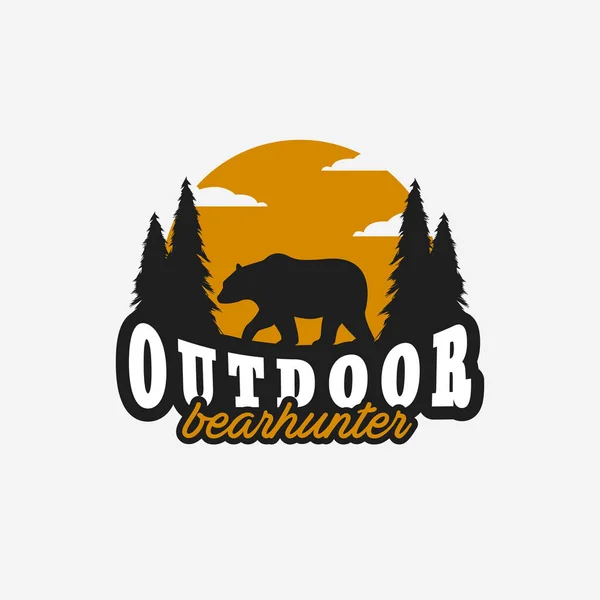 Outdoor Bear Logo Vector Design Illustration Vintage Grizzly Bear Polar — Vetor de Stock