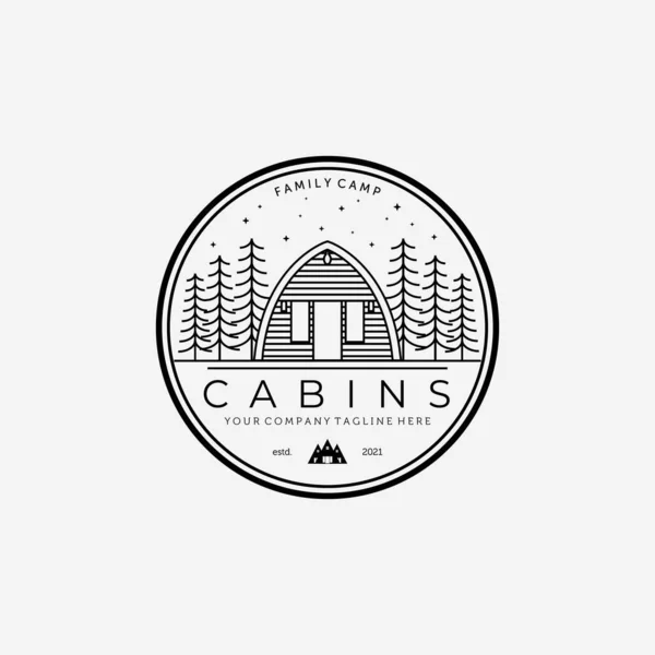 Эмблема Логотипа Кабины Иконка Векторного Дизайна Деревянная Кабина Лес Коттедж — стоковый вектор