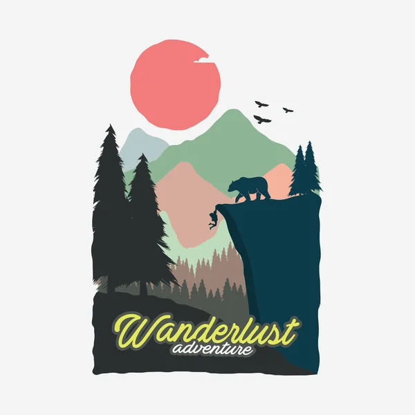 Wanderlust Aventura Vintage Poster Ilustração Design Design Poster Viagem Poster —  Vetores de Stock