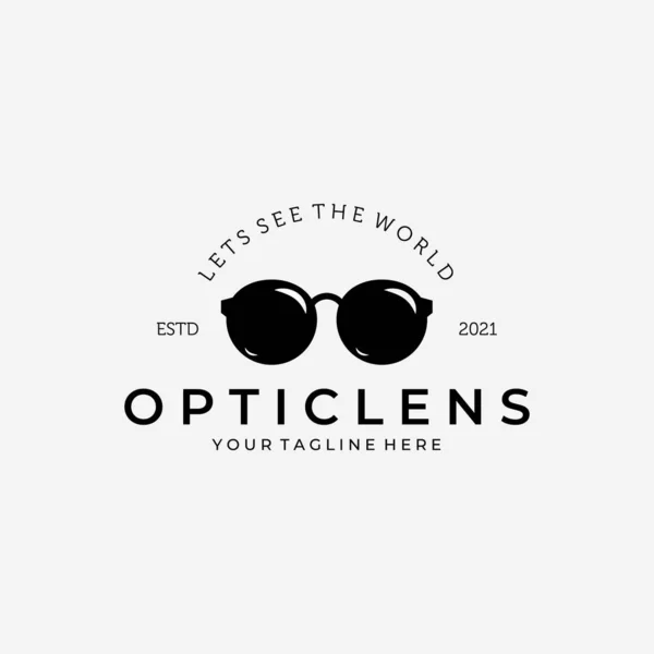Optic Lens Logo Vector Design Vintage Illustration, Eyeglasses Logo, Glasses Vector, Lets See The World, Clear Seeing, Eyeglass Illustration
