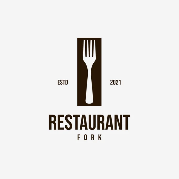 Fork Cutlery Clever Logo Vintage Illustration Design Vector Restaurant Logo — 图库矢量图片