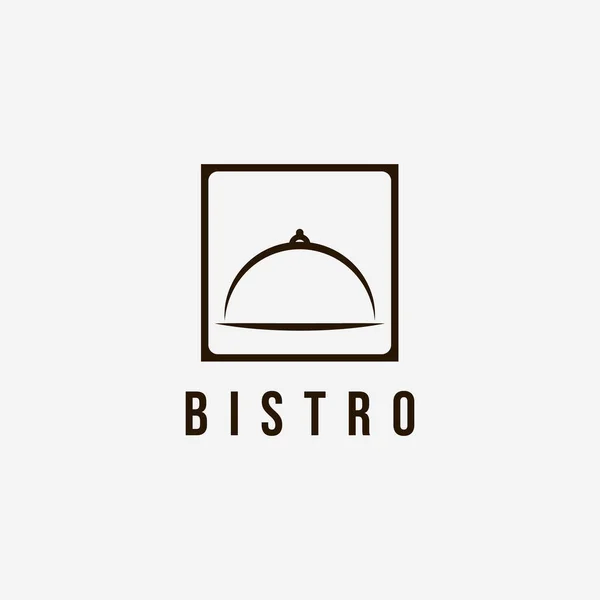 Простий Логотип Значок Сервірування Капота Ресторан Бістро Векторні Ілюстрації Вінтажний — стоковий вектор