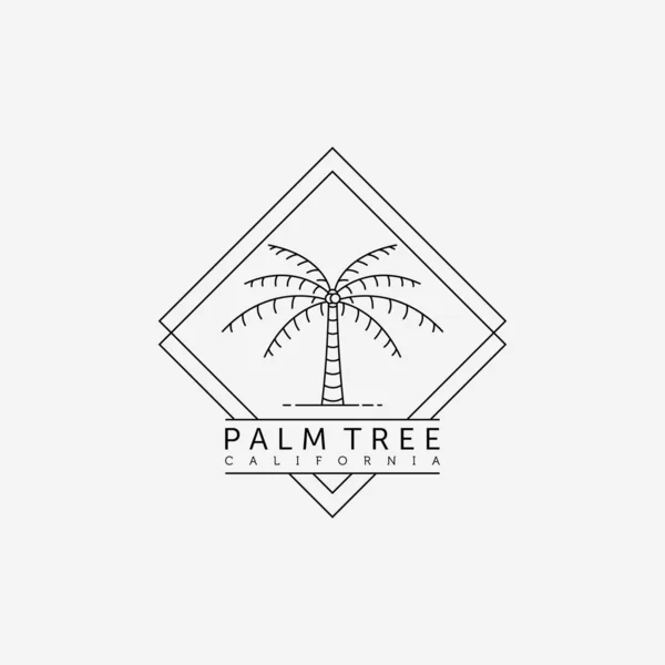 Palm Coconut Line Art Logo Vector Illustration Design Concept Vintage — ストックベクタ