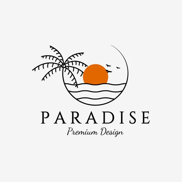 Minimalist Paradise Island Palm Tree Logo Illustration Vector Coconut Tree — Διανυσματικό Αρχείο