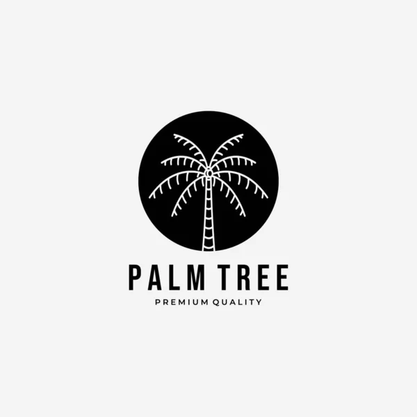 Emblem Palm Coconut Tree Logo Line Art Vector Design Vintage — ストックベクタ