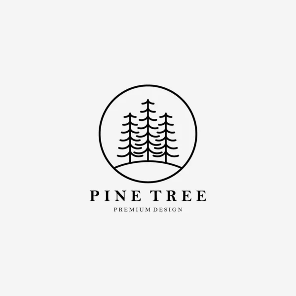 Simple Line Art Pine Tree Logo Vector Illustration Design Linear, Minimalist Tree, Minimal of Tree Logo Simply