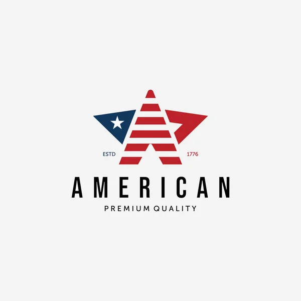 Sign A of American Flag Logo Vector, Army USA Illustration Design, Red and Blue Concept