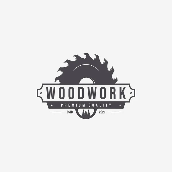 Wood Saws Logo Vector Illustration Design Carpentry Concept Woodwork Vintage — Stock Vector