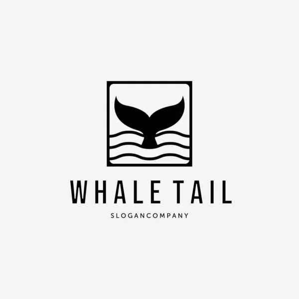 Humpback Whale Tail Logo Vector Vintage Design Illustration Deep Ocean — ストックベクタ