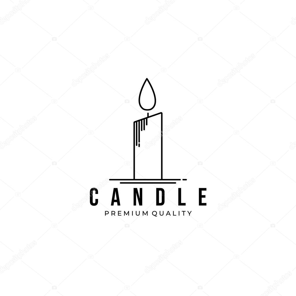 Candle Light Logo Vector Illustration Design Template Line Art Linear