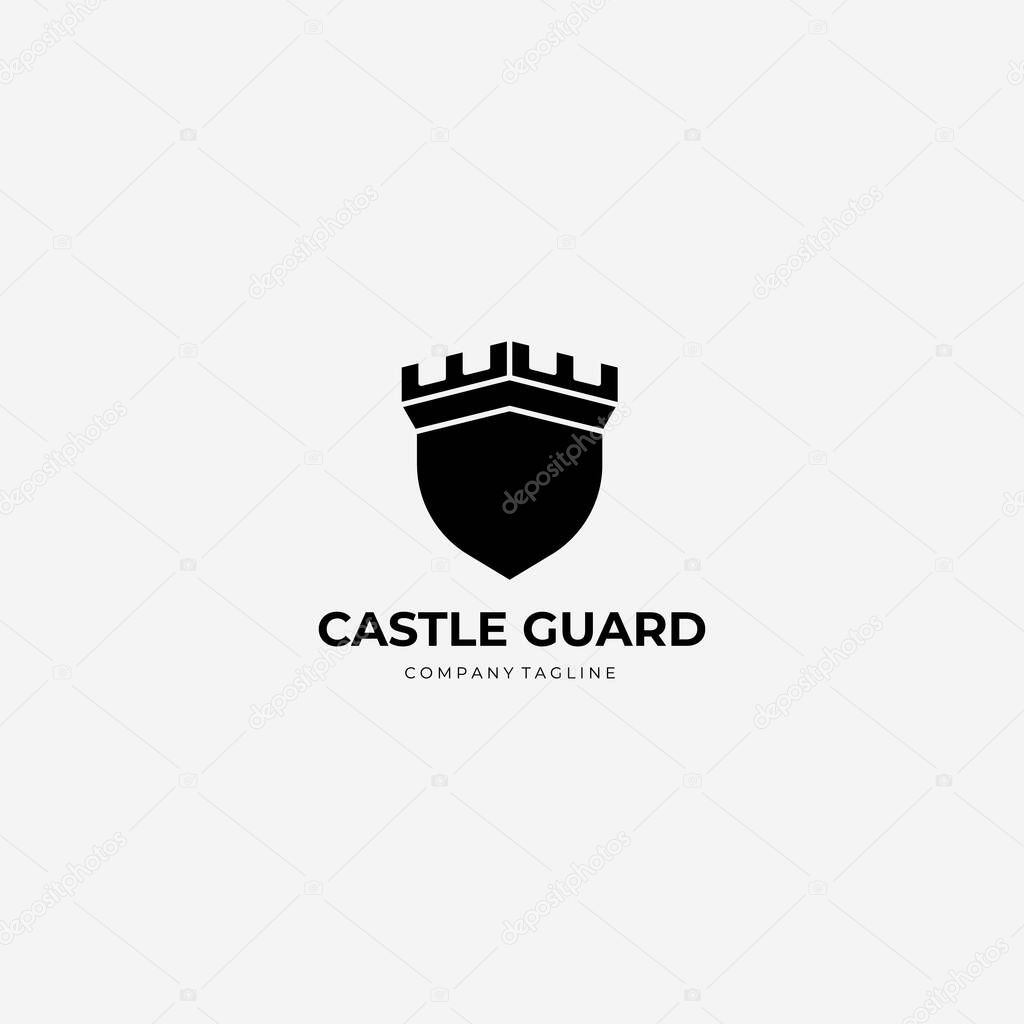 Emblem Castle Logo Vector Illustration Vintage Design Shield Icon