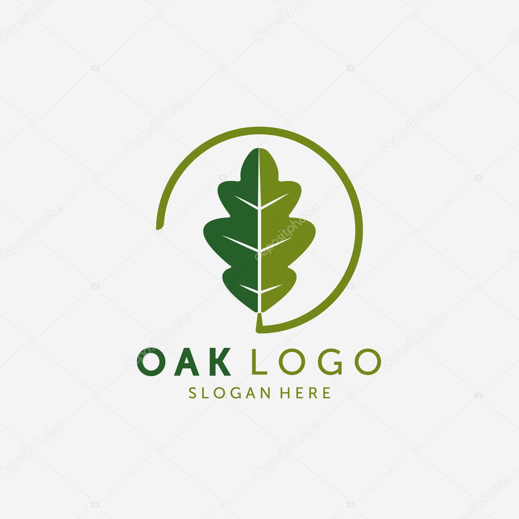 Emblem of Oak Leaf Logo Vector Design Vintage Illustration, Healthy Logo, Acupuncture Spa Logo Vintage