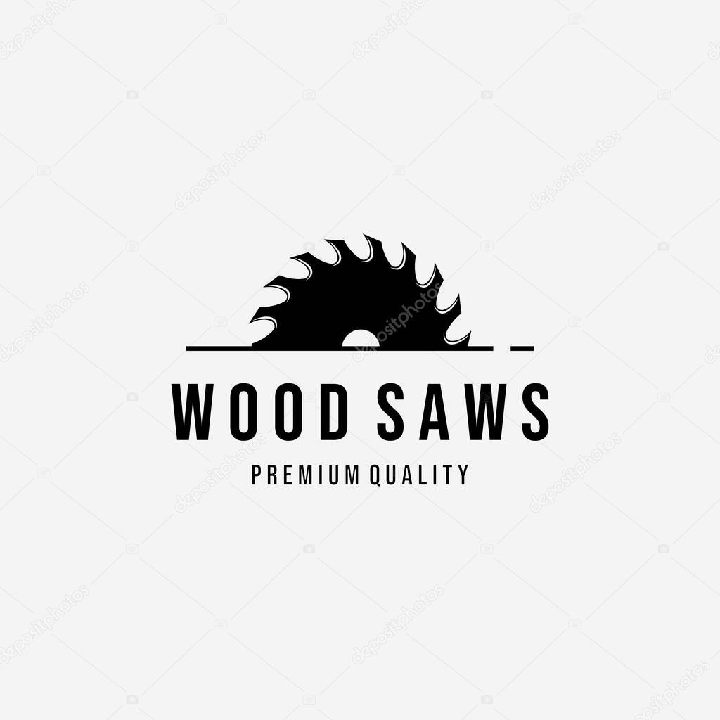 Wood saws Vintage Logo Vector, Design of Carpentry Concept, Minimalist Illustration of Wood Working