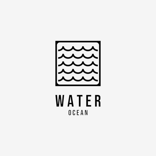 Vague Eau Vecteur Logo Line Art Illustration Conception Ocean Lake — Image vectorielle