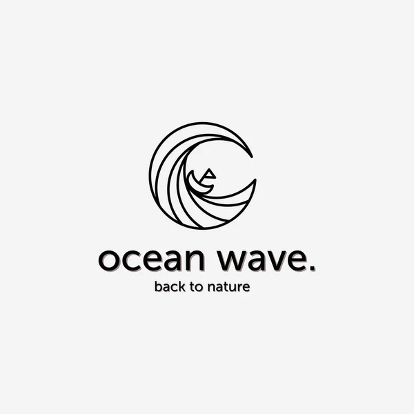 Minimalistyczny Ocean Wave Logo Vector Line Art Projekt Ilustracja Koncepcji — Wektor stockowy