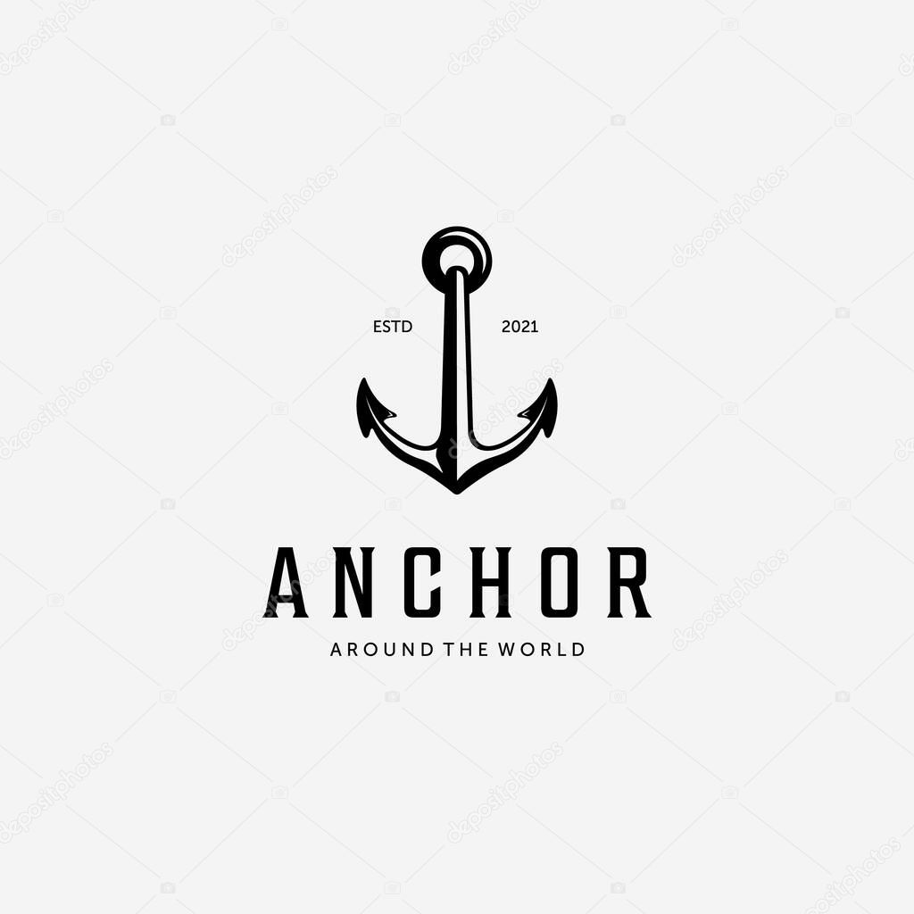 Anchor Maritime Vintage Marine Logo Vector Design Illustration, Concept of Heavy Water Transportation Navy