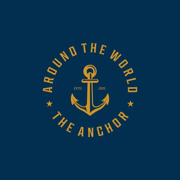 Embleem Van Ship Anchor Logo Vector Vintage Illustratie Ontwerp Van — Stockvector