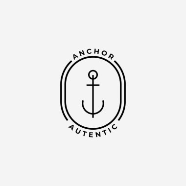 Çapa Gemisi Çizgisi Sanat Logosu Minimal Amblemi, Okyanusun Ötesinde Vektör Resmetme Tasarımı