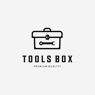 Araç Kutusu Malzeme Logosu, Anahtar Anahtarı Kutusu Vektörünün Çizim Sanatı. Mekanik Ekipman Tasarımı