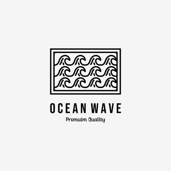Line Art Waves Logo Vector Design Ilustração Ocean Water Lake — Vetor de Stock