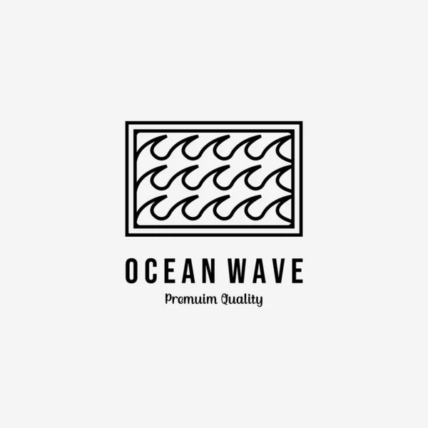 Godło Minimal Beach Wave Logo Ikona Linia Art Vector Design — Wektor stockowy