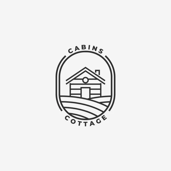 Minimal Emblem Cabin Cottage Logo Line Art Vector Design Illustration — Διανυσματικό Αρχείο
