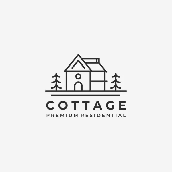 Estate Cabin Logo Hattı Sanat Vektörü Llüstrasyonu House Cottage Concept — Stok Vektör