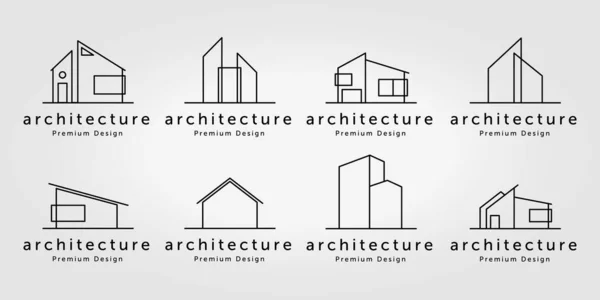 Gayrimenkul Ev Tasarımı Logo Vektör Çizgisi Sanat İllüstrasyonunu Ayarla