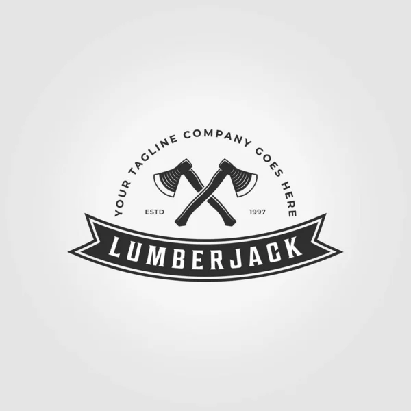 Minimalist Modern Lumberjack Logo Icon Vintage Vector Illustration Design — Stock Vector