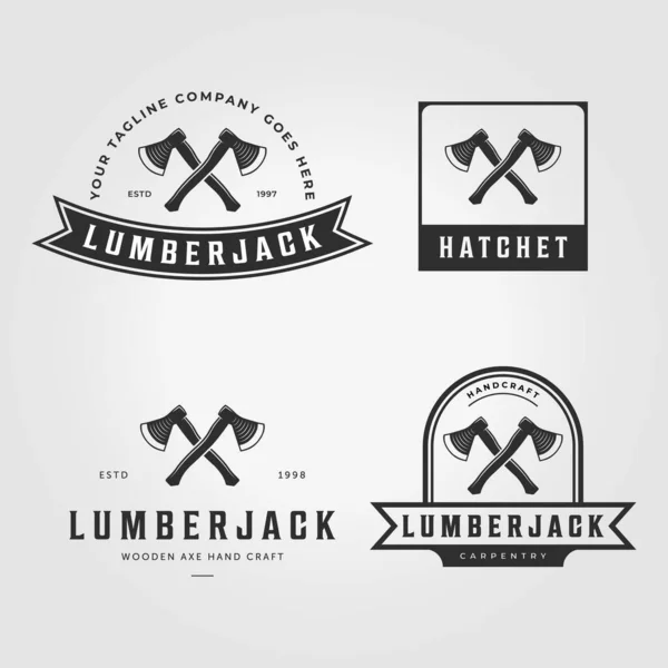 Lumberjack Logo Icône Vectoriel Vintage Illustration Design — Image vectorielle