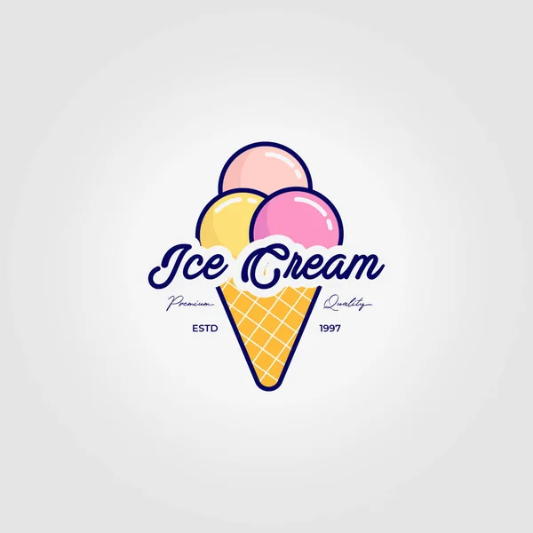 Логотип Мороженого Gelato Icon Vintage Vector Illustration Design — стоковый вектор