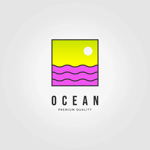 Etiqueta Logotipo Náutico Ocean Sunset Icon Conceito Vintage Vector Ilustração — Vetor de Stock