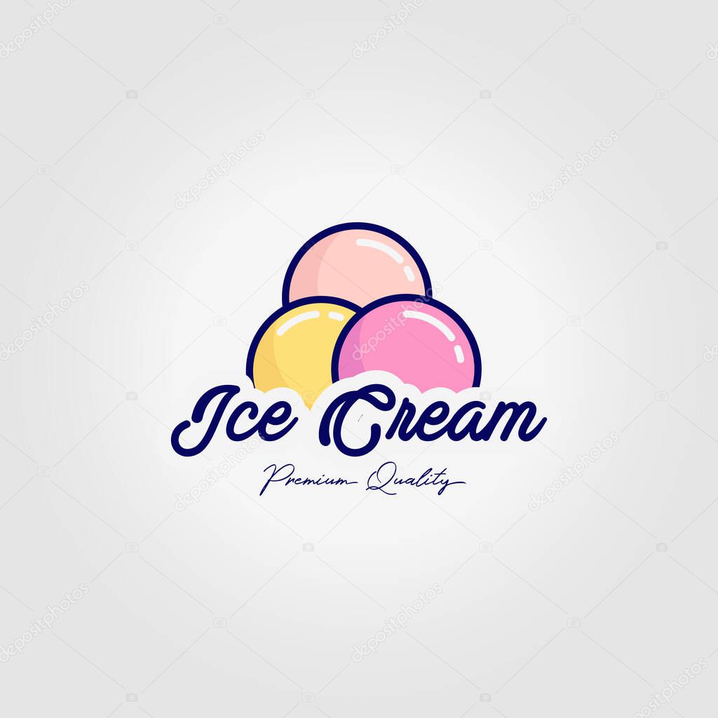 Gelato Ice Cream Logo Icon Vintage Vector Illustration Design