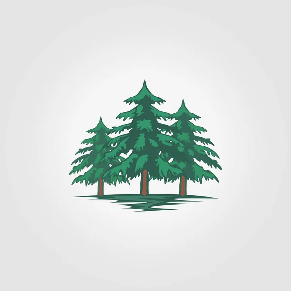 Woodland Logo Pine Tree Icône Vectoriel Illustration Design Vintage — Image vectorielle
