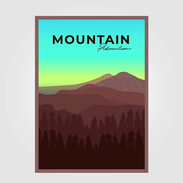 Ilustración Póster Montaña Aventura Fondo Vector Diseño — Vector de stock