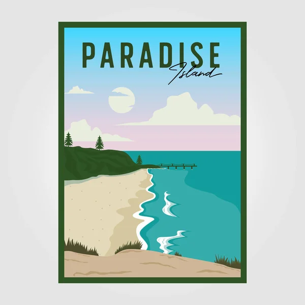 Παραλία Vintage Διάνυσμα Εικονογράφηση Σχεδιασμό Surf Ταξιδιωτικό Πρότυπο Αφίσα — Διανυσματικό Αρχείο