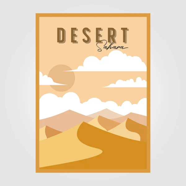 Плакат Пустелі Тло Пейзаж Вид Вінтажні Ілюстрації Векторний Дизайн — стоковий вектор